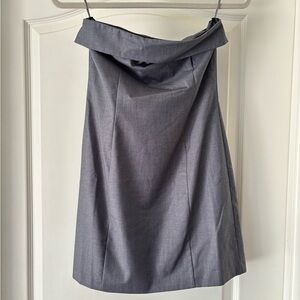 Wayf Strapless Gray A-Line Dress with Folded Neckline